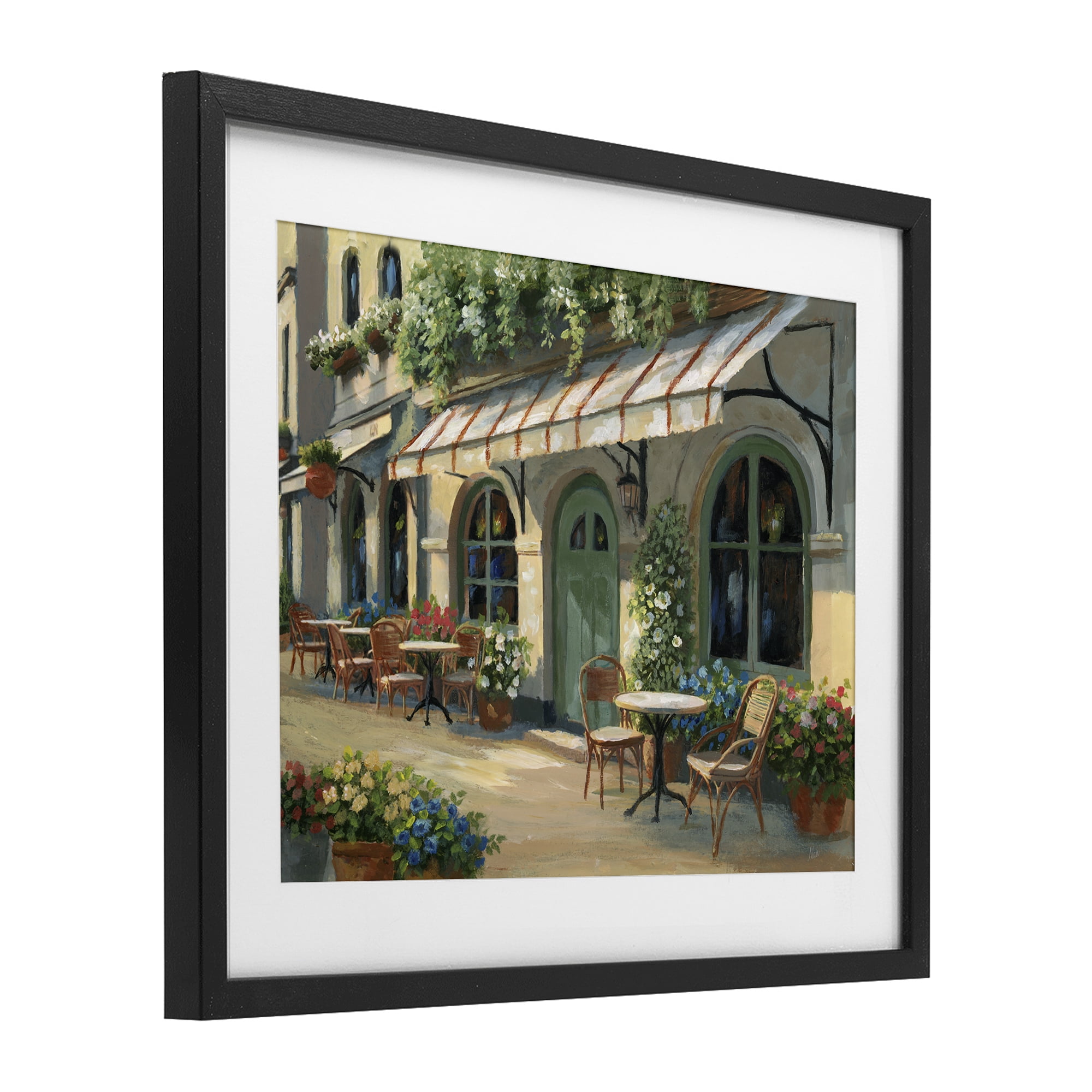 Stupell Industries Cozy Cafe Sunlit Patio Black Framed Print Under Glass, design by Nan