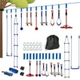 thumbnail image 1 of Qaba Parcours d'Obstacles Ninja Warrior de 32,8 Pi pour Enfants de 3 à 6 Ans, Bleu, 1 of 10