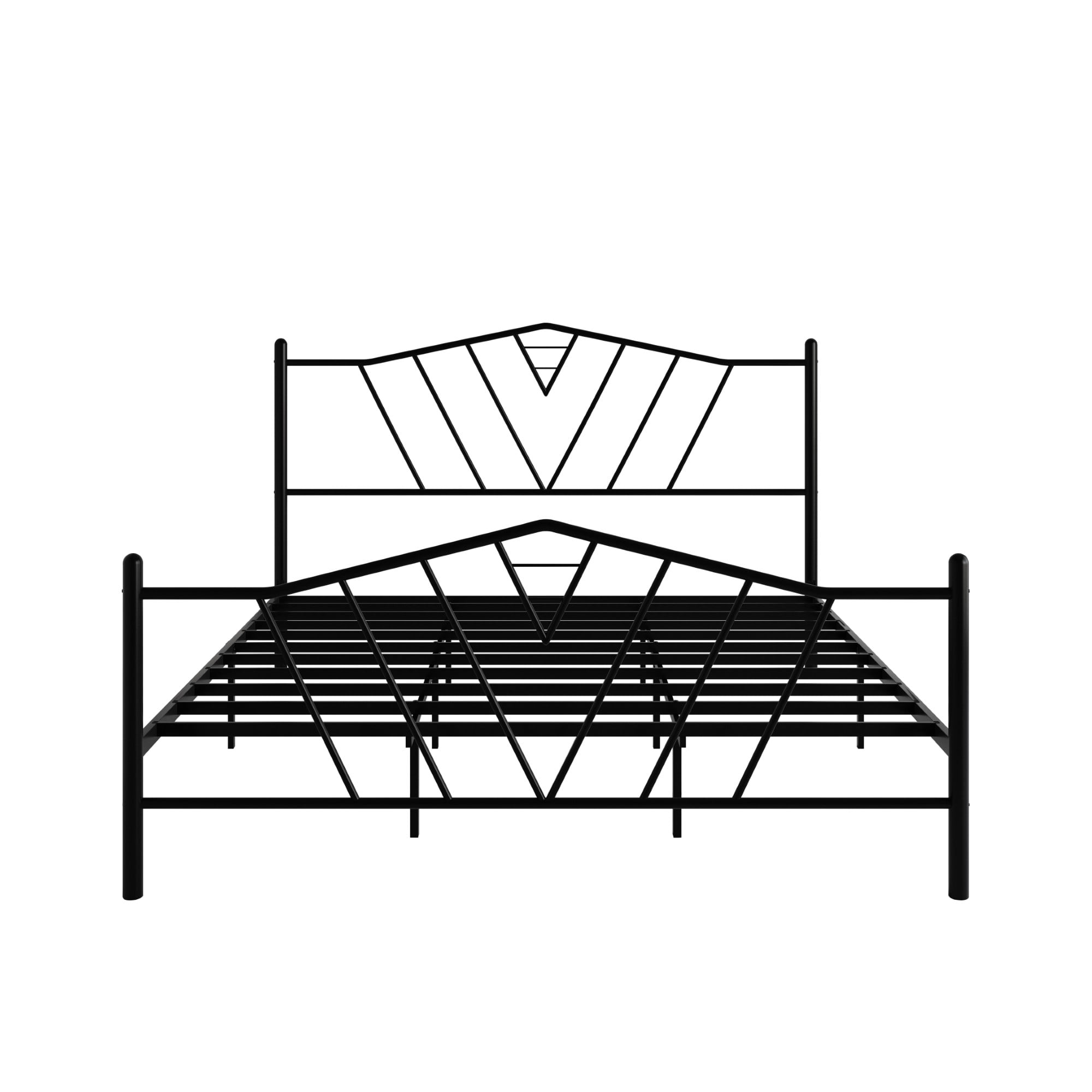 Home Design Valdosta Twin Metal Platform Bed, No Box Spring Required, Modern Design, Easy Assembly, Black