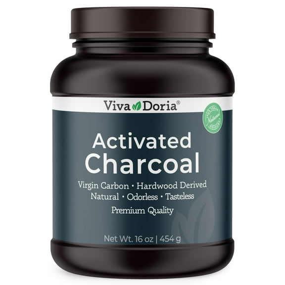 Viva Doria Virgin Activated Charcoal Powder, Hardwood Derived, Food Grade, 16 Oz (454g)