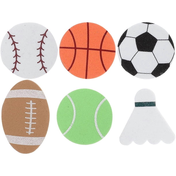 4 Pack Sports Ball Foam Stickers for Scrapbooking, Birthday Party Decorations – Basketball, Baseball, Soccer, Football, Tennis Shapes for Crafts &