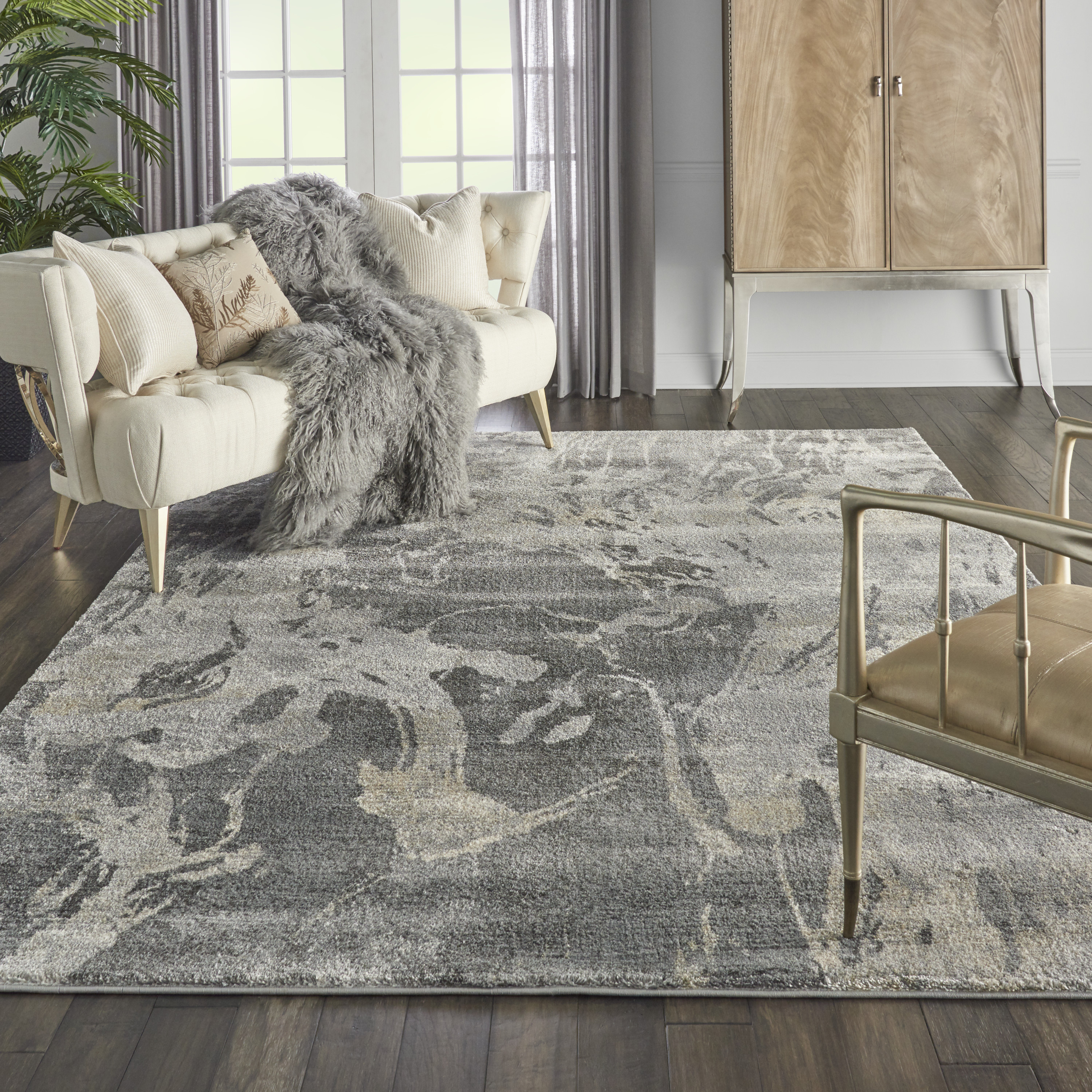 Nourison Fusion Lowpile Shag Abstract Beige/Grey Area Rug Walmart