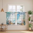 thumbnail image 2 of Jellyfish Coastal Kitchen Curtains 54 Inch Length, Summer Nautical Starfish Coral Grey Wooden Tiers Curtains for Bathroom Bedroom Cafe, Light Filtering Window Treatment Drapes 2 Panels 42"Wx54"L, 2 of 8