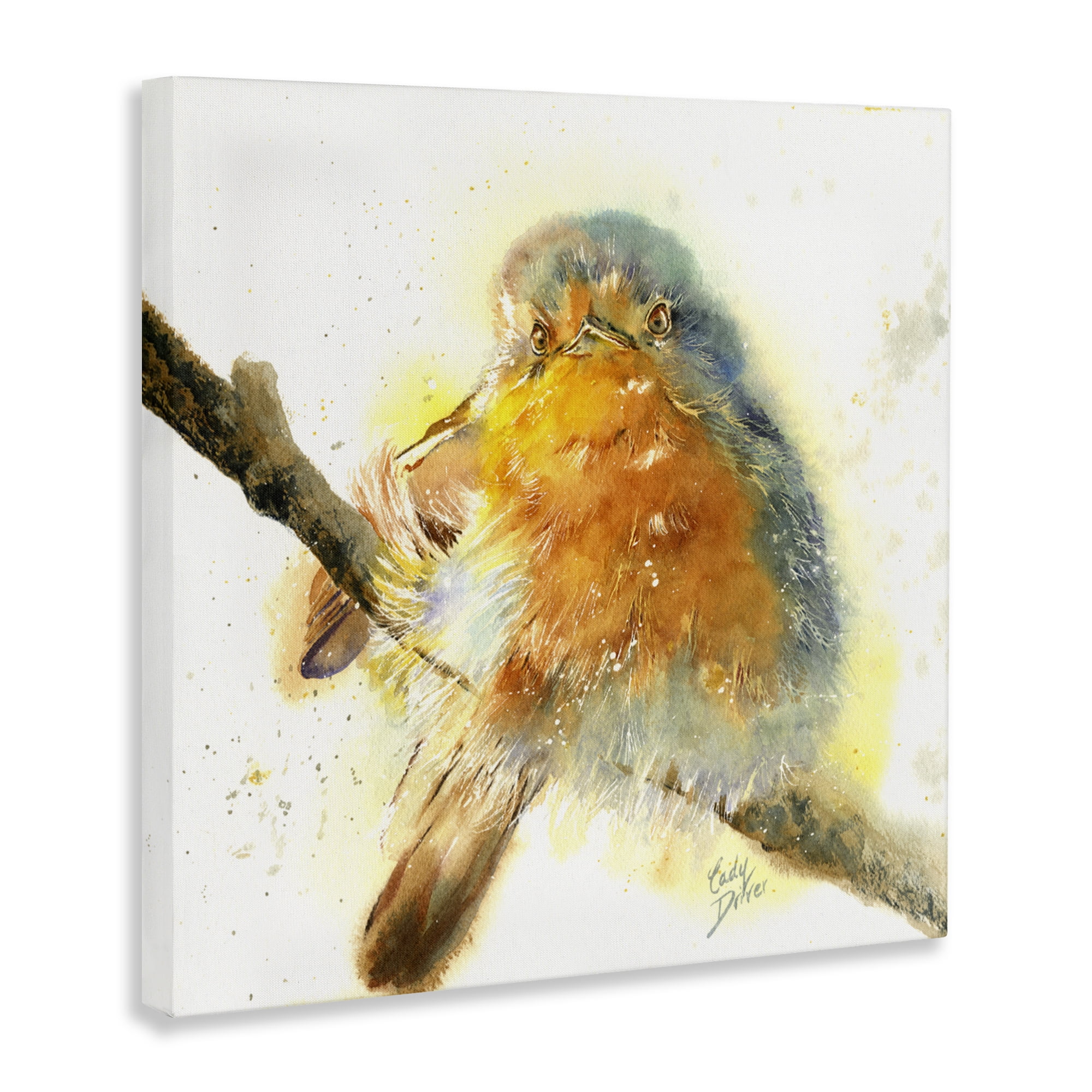 Stupell Industries Seated Songbird Watercolor Canvas Wall Art, design by Cady Driver