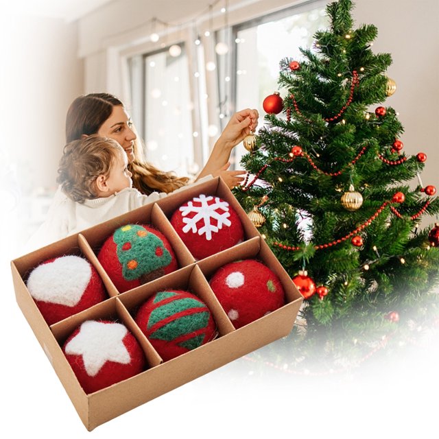 Bola de Lana Forma de Copo de Nieve para Árbol de Navidad onlyliua Materiales Hechos a mano