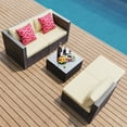 thumbnail image 4 of Noelse Patio Furniture Set, 5 Piece PE Rattan Outdoor Sectional Sofa Set with Coffee Table for Balcony, Porch, Beige, 4 of 11