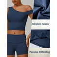 thumbnail image 5 of Aivtalk Womens One Shoulder Sports Bra Longline Workout Bralette Low Impact Padded Butterluxe Yoga Tops Built in Bra Support Wirefree Asymmetrical Cropped Tank Blue L, 5 of 7