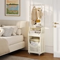 thumbnail image 4 of Gymax 3-Tier Laundry Cart w/ Hanging Bar Folding Laundry Hamper w/ Lockable Wheels, 4 of 10