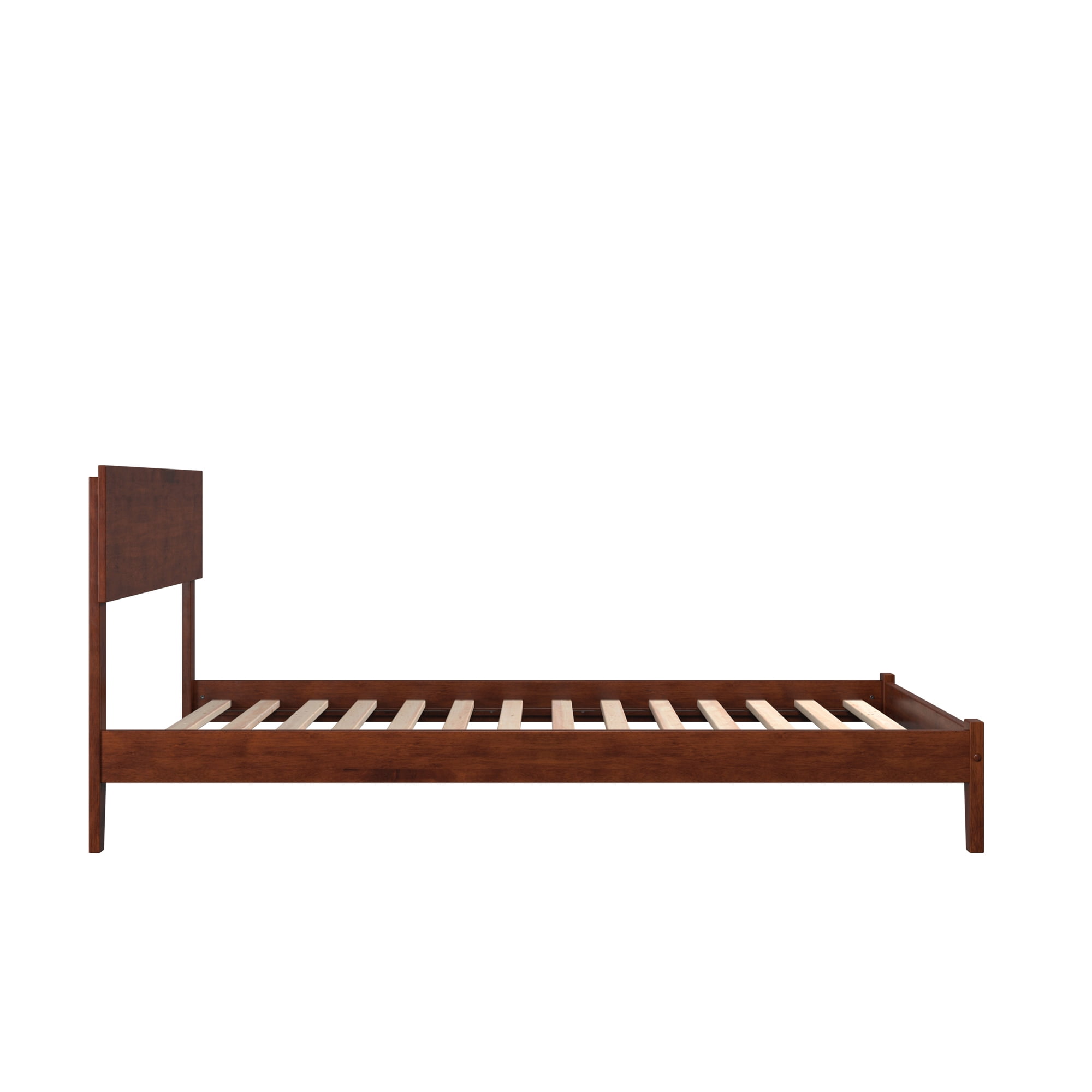 AFI Orlando Full Low Profile Wood Platform Bed Frame with Panel Headboard, Walnut