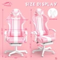 thumbnail image 4 of Wasait Gaming Chair with Footrest High Back Ergonomic Office Gamer Chair with Massage and Headrest Lumbar Support Computer Game Chair Cute Bunny Ears for Adults, Pink, 4 of 8
