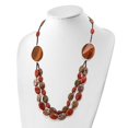 thumbnail image 4 of Auriga Fine Jewelry 925 Sterling Silver Carnelian/Reconstituted Coral/Red Zebra Jasper Necklace 26inch for Women, 4 of 6