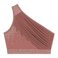 thumbnail image 3 of TiaoBug Womens Lyrical Modern Contemporary Dance Outfits One Shoulder Crop Top with Skirted Leotard Dusty Pink S, 3 of 7