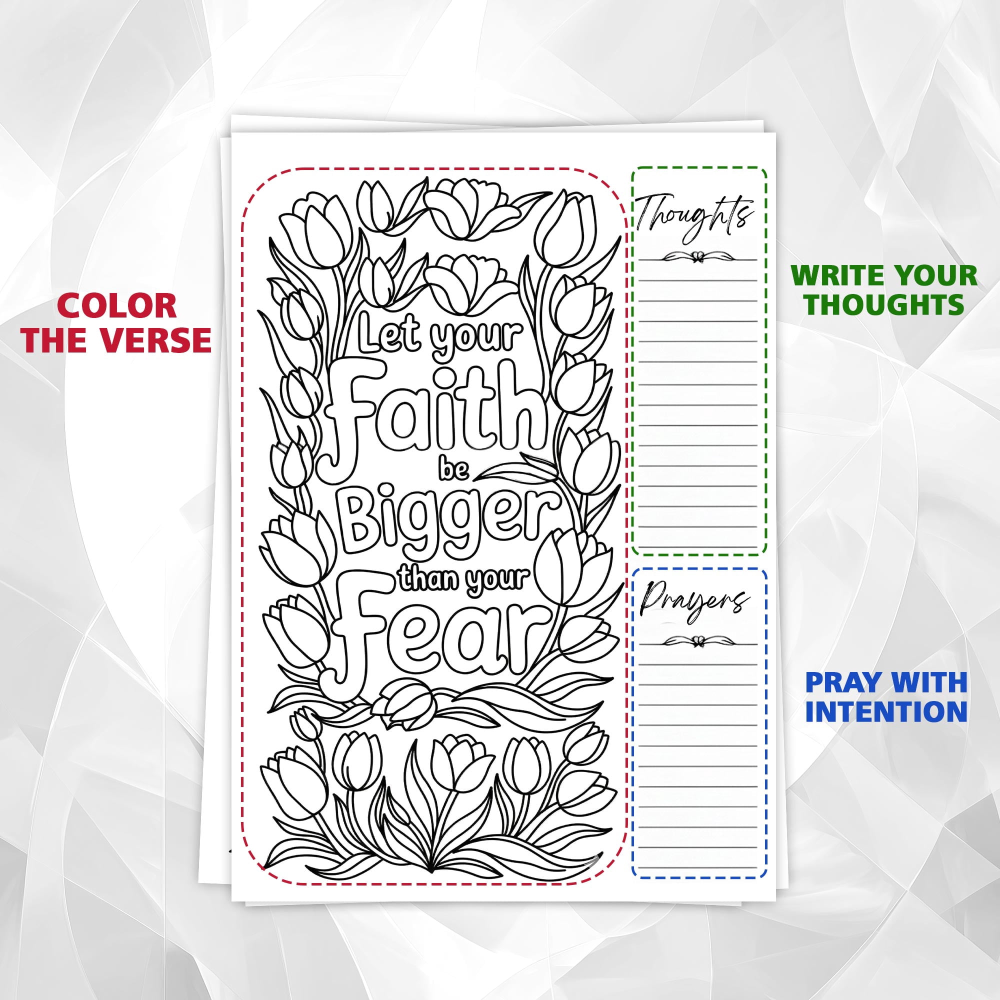 Simple Bible Verse Coloring Book for Adults, 30 Scripture Art Pages with Reflection & Prayer Space, Spiral Bound, A4 or A5 Softcover or Wood Cover