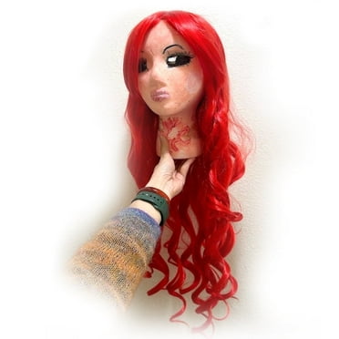 Curly Red Mermaid Wig for woman Long Wavy Cosplay Hair for Halloween Party Xmas