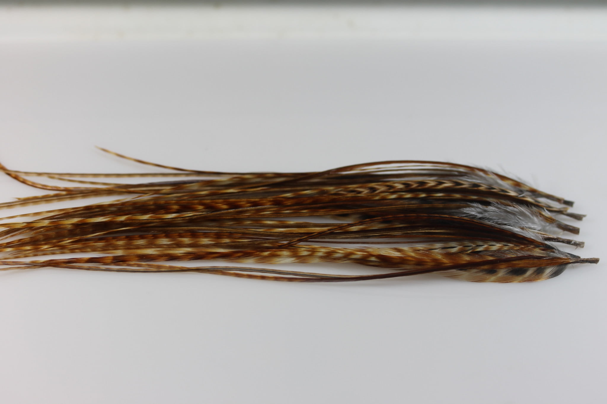 Feather Hair Extensions 47 Ginger Grizzly with Browns & Beige Feathers