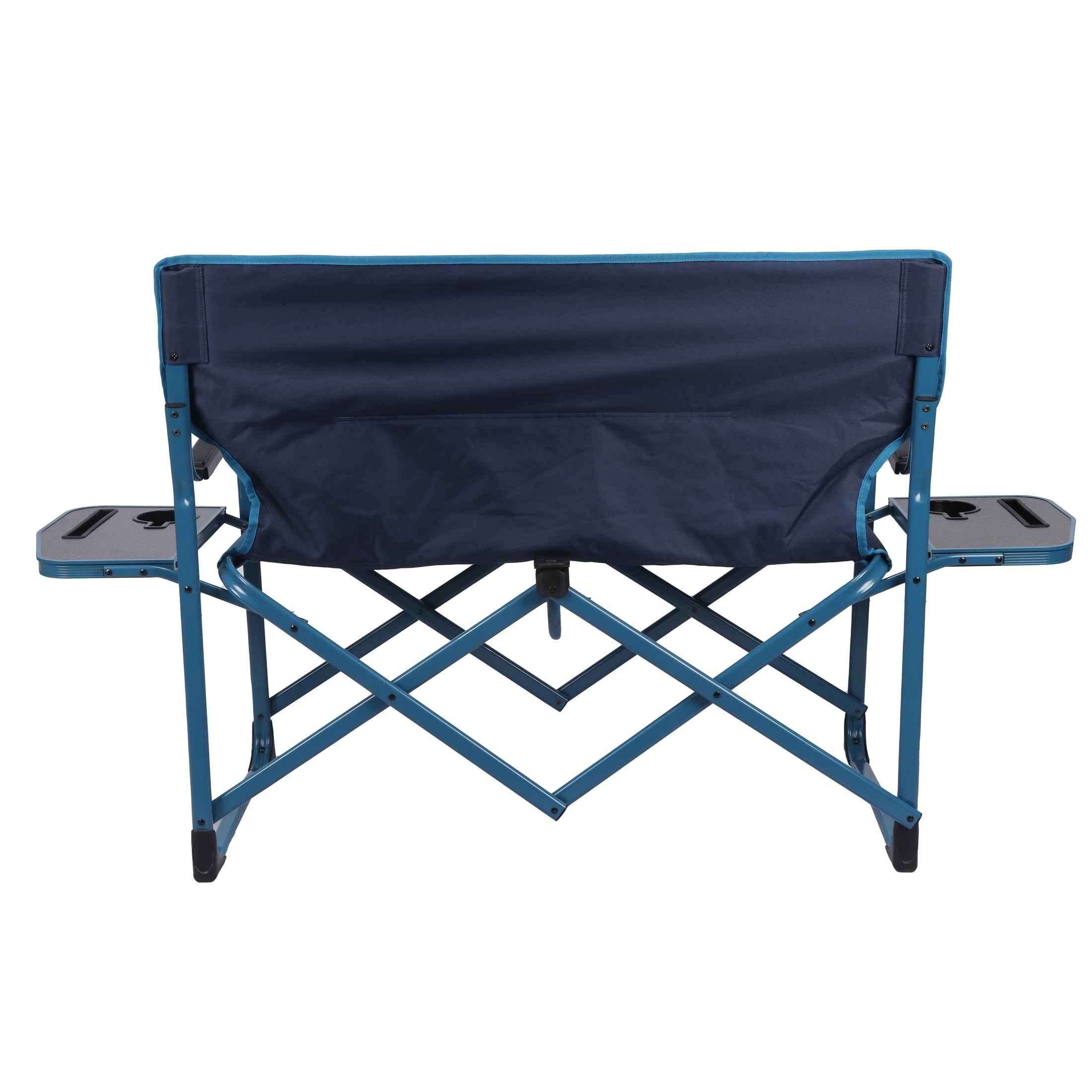 Ozark Trail Directors Camping Loveseat with Side Tables, Blue, Outdoors, Camping