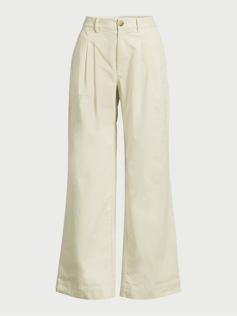 Free Assembly Women's Wide Leg Chino Pants, 31” Inseam