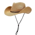 thumbnail image 3 of CAIXIA Unisex Western Cowboy Straw Hat, Moldable Wide Brim Sunshade Cap, Breathable Lightweight Headwear for Spring Summer Outdoor, 3 of 4