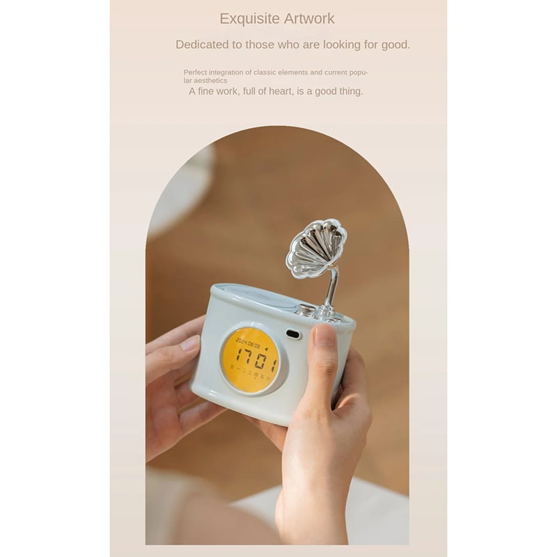 Bluetooth Speaker Retro Clock Alarm Clock Calendar with Display Desktop Home Decor Creatives Gift Small Speaker C