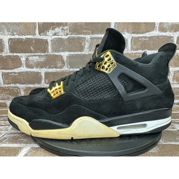 Jo r-dan 4 Retro Royalty 2017 Gold White Suede Black 307497-032 Men’s Size 14