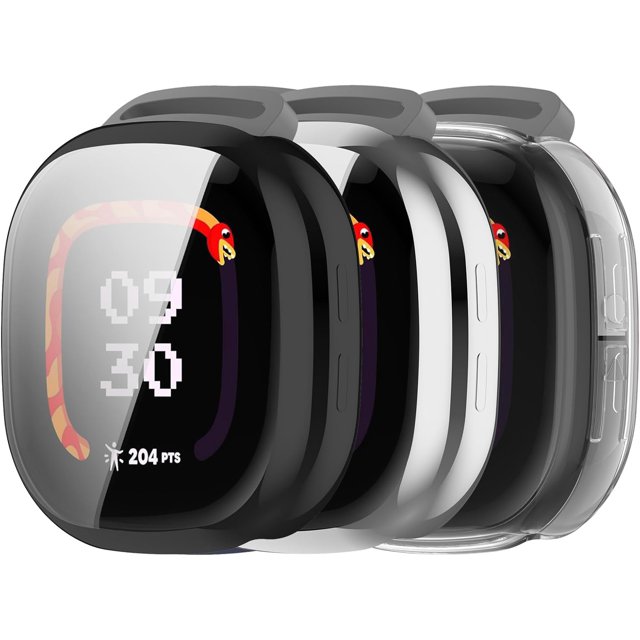 KOMI Case Compatible for Fitbit Ace LTE Screen Protector, All-Around Protective Cover Soft TPU Plated Bumper Frame for Google Fitbit Ace LTE Kids Smartwatch (Black&Clear&Silver)