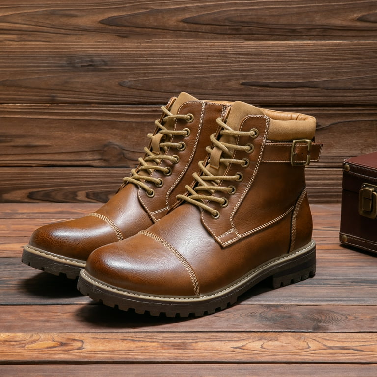 Bruno Marc Men's Motorcycle Combat Oxford Boots Fur Lining Warm