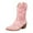 Pink, variant on UngA Booties for Women Dressy Cowboy Boots for Women Mid Calf Cowgirl Boots Round Toe Western Low Heel Shoes Yellow,7