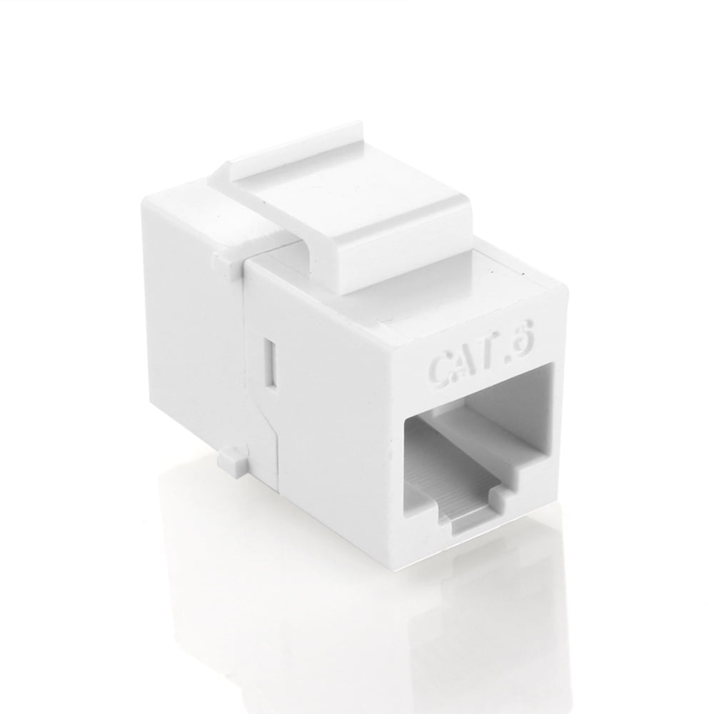 5 Pack White CAT5e Inline Coupler Keystone RJ45 Female Snap-In Jack Insert