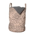 thumbnail image 1 of Floral Laundry Bag, Beautifully Blooming Dahlias Close up Flowers Spring Time Nature, Hamper Basket with Handles Drawstring Closure for Laundromats, 13" x 19", Peach Warm Taupe, by Ambesonne, 1 of 4