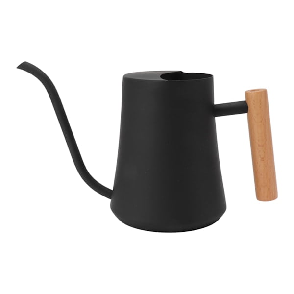 Stainless Steel Water Kettle Pot Retro Small Plant Water Kettle with Wooden Handle for Indoor Outdoor 1000ML Black