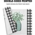 thumbnail image 2 of Spring Leaf Placemats Set of 4 Linen Eucalyptus Leaf Black White Buffalo Check Place Mat Washable Non-Slip Heat Resistant 12×18 Inch Thick Place Mats Decorative Fabric Table Mat for Dining Table, 2 of 6