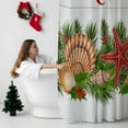 thumbnail image 5 of Christmas Shower Curtains Conch Starfish Berry Bath Curtain Pine Needle Wood Grain Waterproof Seasonal Bathroom Shower Curtain Set with Hooks Decoration 72 x 84 Inches, 5 of 8