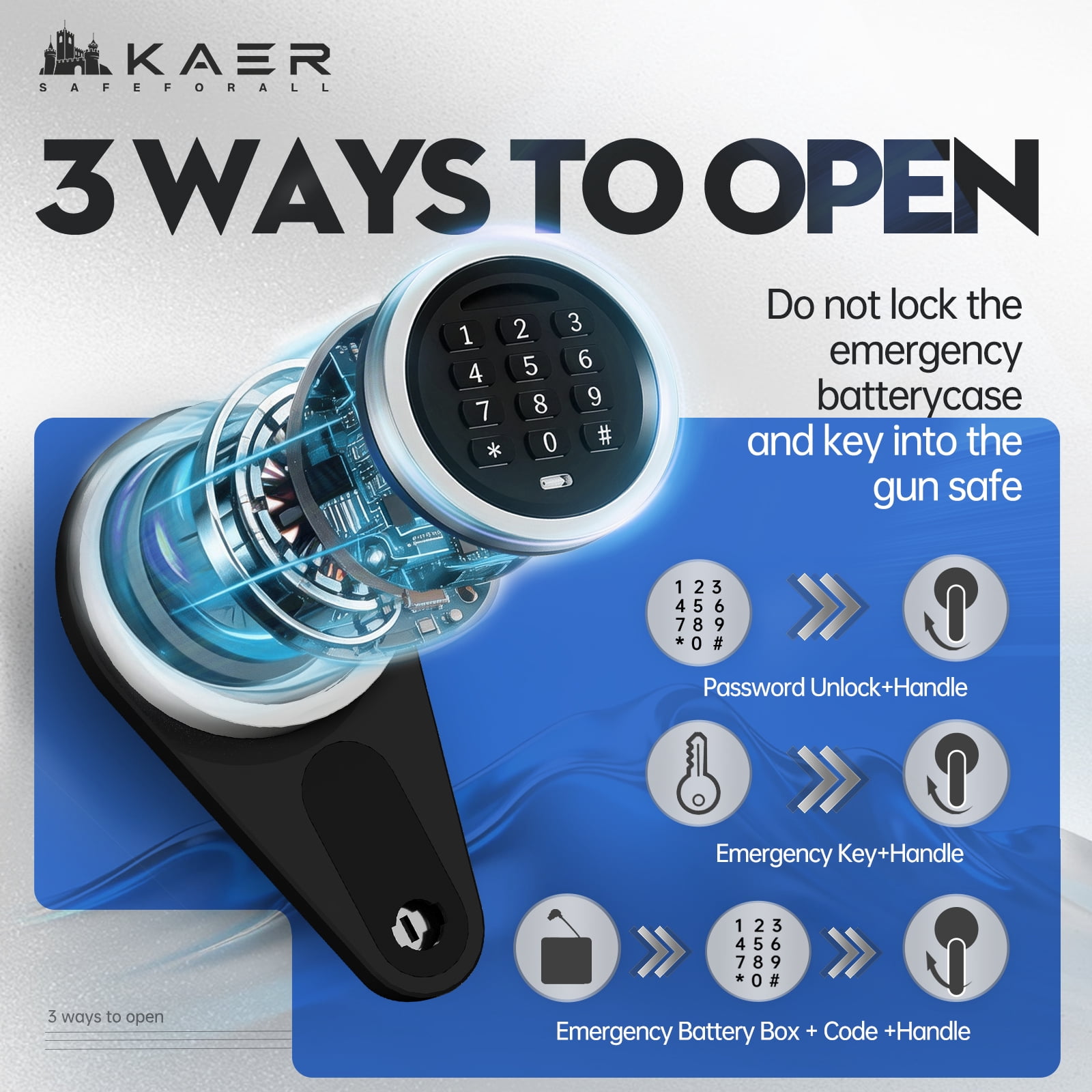 KAER 5-7 Gun Safe, Quick Access Gun Cabinet with Removable Shelf, Unassembled Rifle Safe for Rifle and Pistol