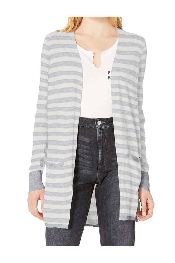 Women's Sweater Large Striped Open Front Cardigan L