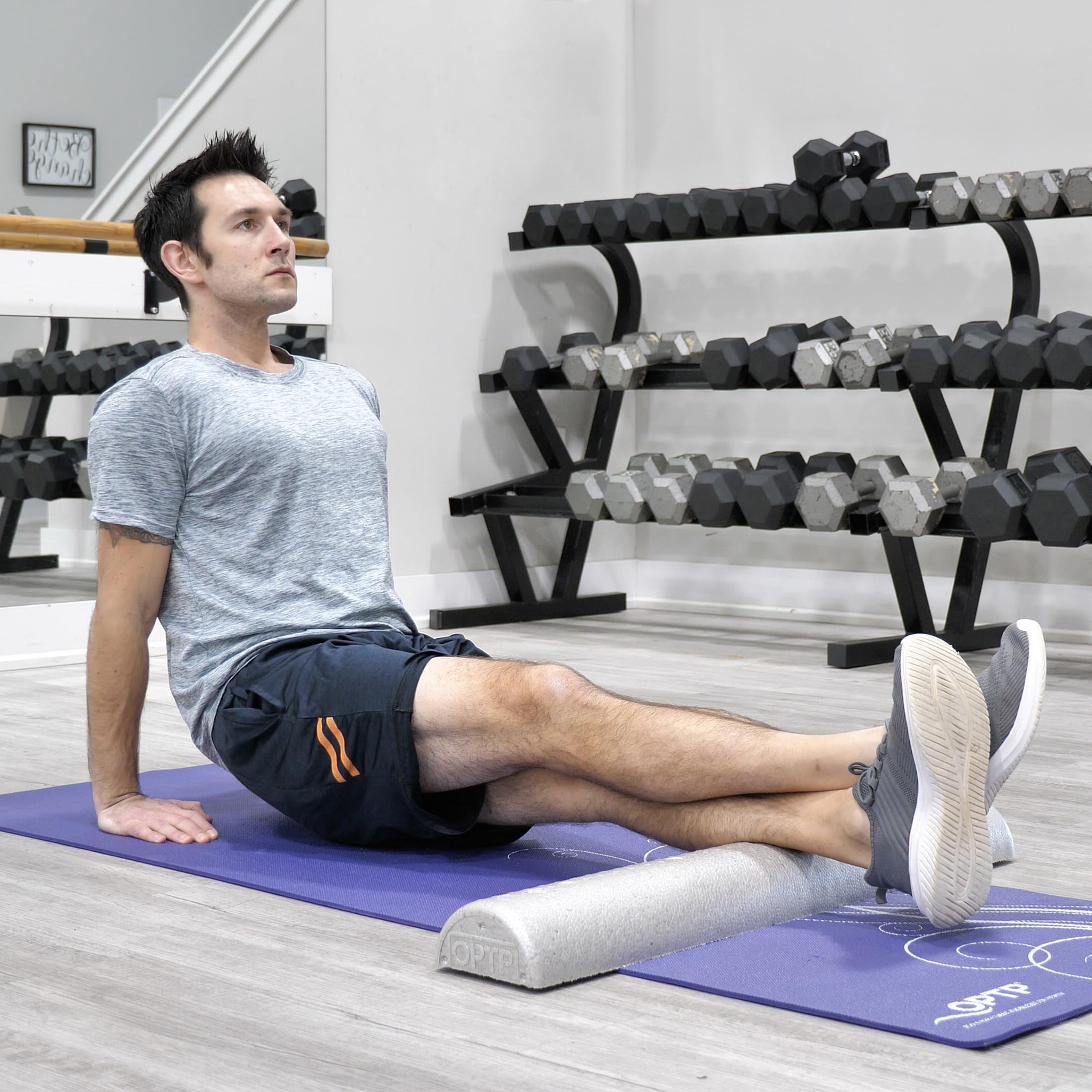 OPTP Silver AXIS Foam Roller - Moderate Density, Eco-Friendly, Durable Foam Roller for Physical Therapy and Exercise, Deep Tissue Muscle Relief, and Workout Recovery (36" x 3" Half-Round)