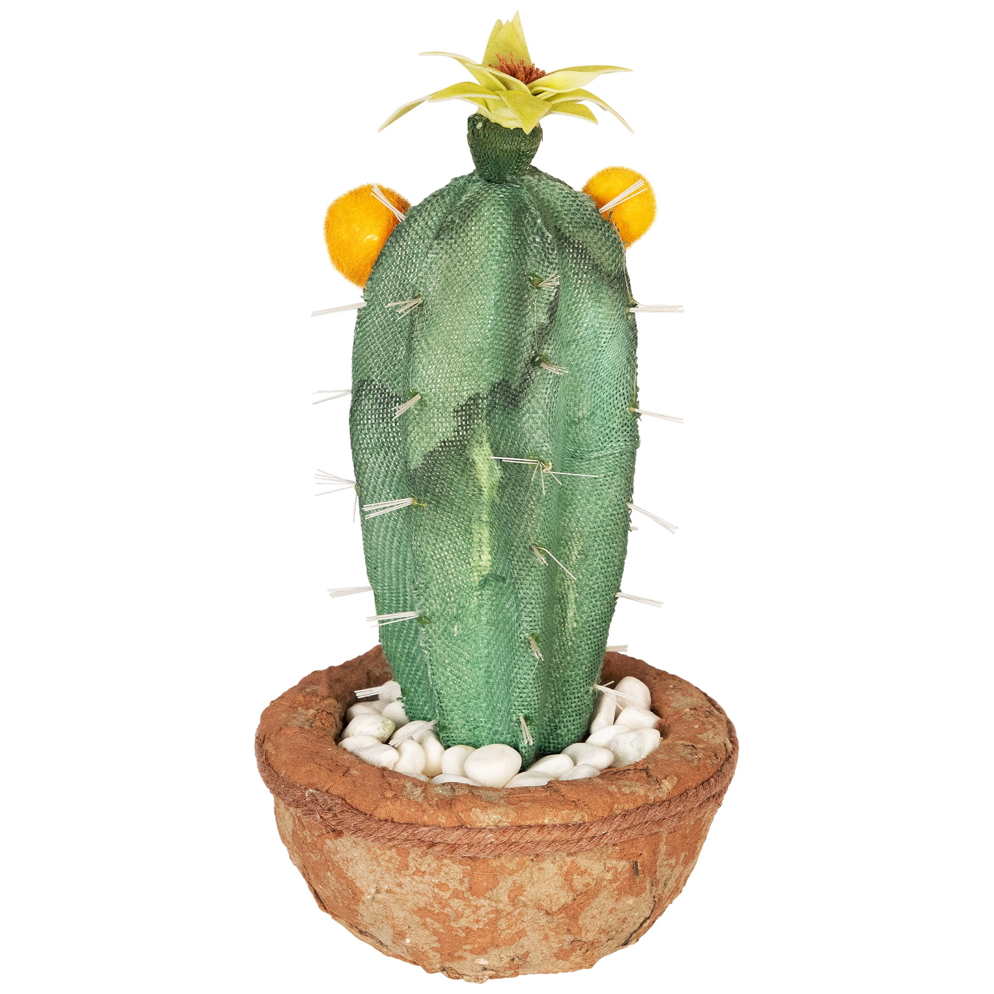 Northlight 12" Flowering Cactus Artificial Potted Plant - Green/Brown