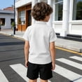 thumbnail image 7 of REDARER Boys Waffle Knit Stand Collar Short Sleeve Henley Shirt Comfortable Casual Sport Top for Kids,8-9 Years, 7 of 7