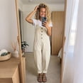 thumbnail image 6 of Czanzd Women's Denim Overalls Loose Fit Casual Bib Jumpsuit-White,XL, 6 of 7