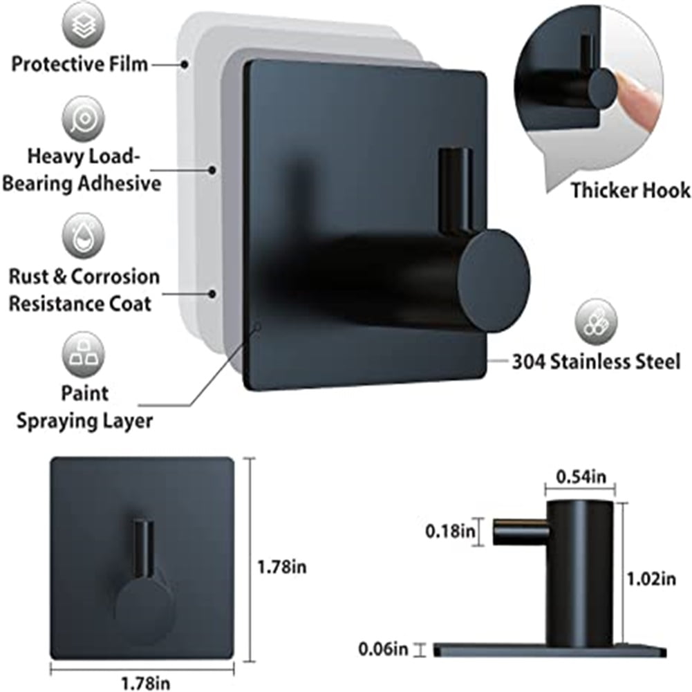 Kepooman Heavy Duty Wall Hooks Self Adhesive Towel Hook Waterproof Hooks, Adhesive Hooks for Hanging for Keys Bathroom Shower Outdoor Kitchen Door Home Improvement Sticky Hooks 4 Pack, Black Kepooman Heavy Duty Wall Hooks Self Adhesive Towel Hook Waterproof Hooks, Adhesive Hooks for Hanging for Keys Bathroom Shower Outdoor Kitchen Door Home Improvement Sticky Hooks 4 Pack, Black