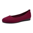 thumbnail image 2 of EliteGoogv Womens Round Toe Ballet Flats Slip On Knitted Shoes For Women Breathable Casual Footwear Wine US:7, 2 of 9