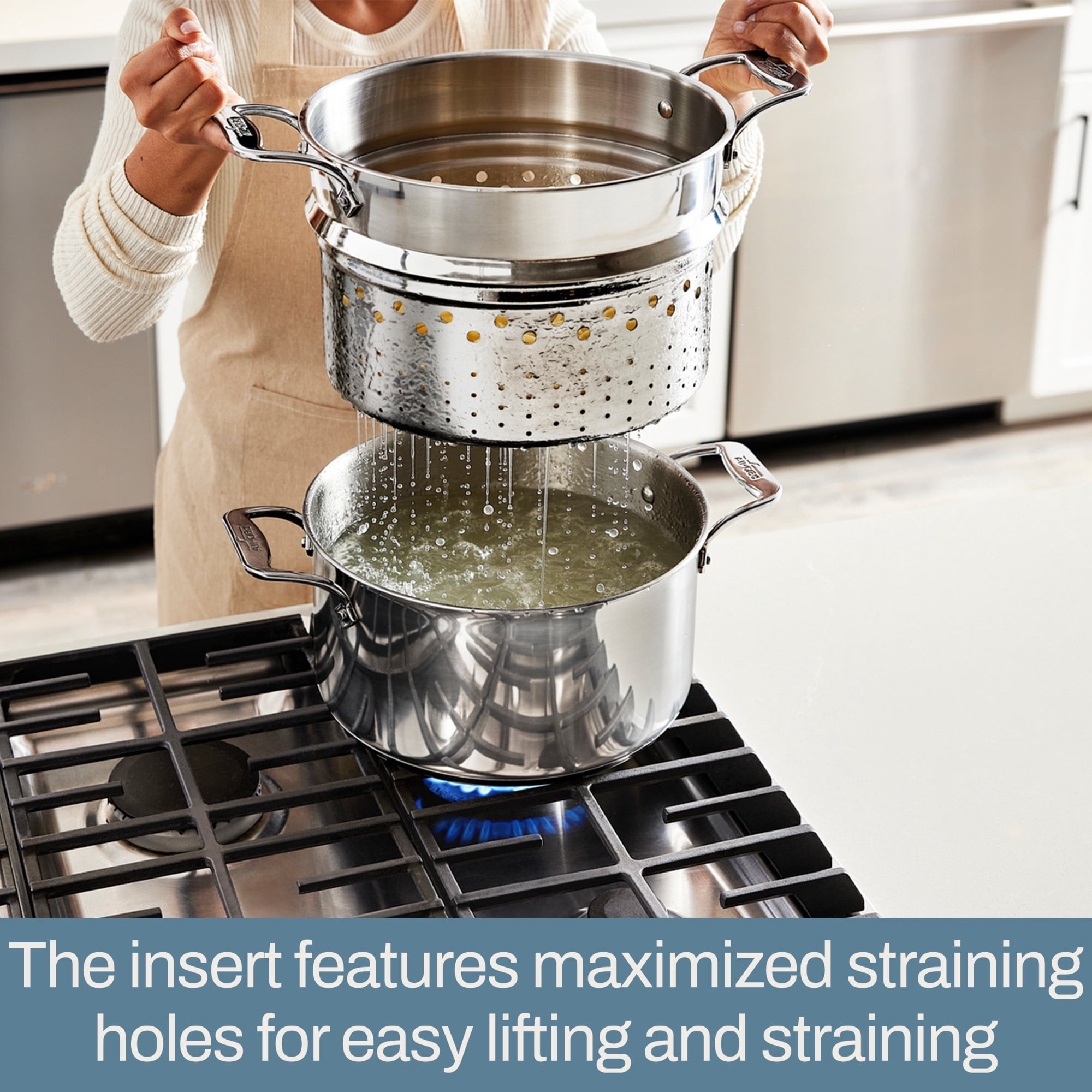 All-Clad Simply Strain, Stainless Steel Multipot with Insert, 8 Quart