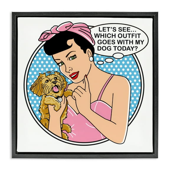 Stupell Industries Which Outfit with Dog Animals Painting Black Floater Framed Canvas Art Print Wall Art, 18 x 18