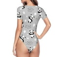 thumbnail image 4 of Fotbe Women Short Sleeve Bodysuit Round Neck Pandas Bodysuit For Women Round Neck Scoop Neck Long Sleeve Stretch Tops Jumpsuit-Xx-Large, 4 of 9