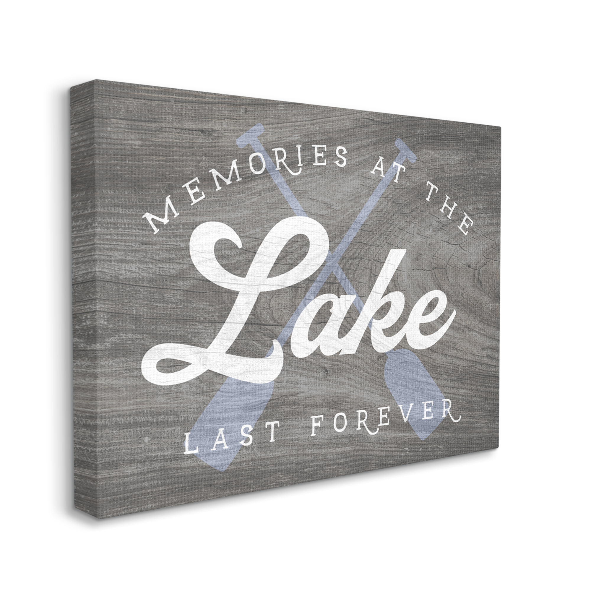Stupell Industries Memories at Lake Phrase Rustic Boat Ores Motif Canvas Wall Art, 40 x 30, Design by Lil' Rue