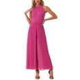 thumbnail image 2 of INSPIRE CHIC Women's Dressy Jumpsuit Halter Neck Sleeveless Elegant Formal Wide-Leg Jumpsuit L Hot Pink, 2 of 6