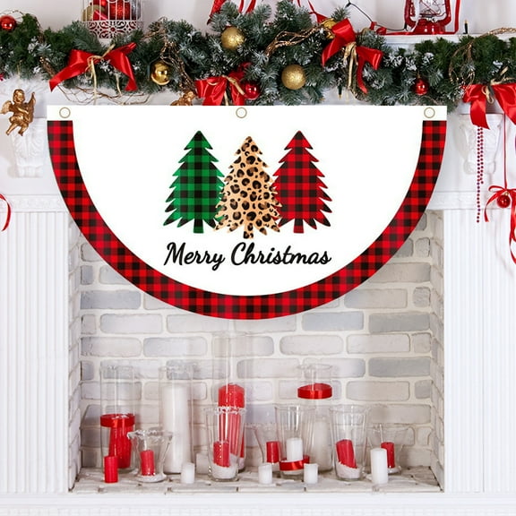 Yard Decoration Banner Garden Flag Half Circle Fan Flag Fence Banner Indoor Hanging Banner Flag Holiday Party Decor