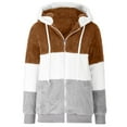 thumbnail image 4 of ZQGJB Reduce Womens Oversized Fuzzy Fleece Open Front Hooded Pockets Cardigan Jackets Loose Fit Sherpa Coat Color Block Print Winter Warm Plush Zip Outerwear (Purple#01 XL), 4 of 6