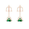 thumbnail image 4 of Clara Pucci 1Ct Emerald Round Cut VVS1 Push Back Stud 18k Solid hypoallergenic Gold Designer Earrings For May, 4 of 7