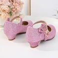 thumbnail image 3 of WUANDIXFA Summer Sandals for Girls Dress Shoes for Girls Low Heel Princess Shoes Mary Jane Flower Wedding Party Glitter Shoes (Little Kid/Big Kid) Pink,US 4, 3 of 4