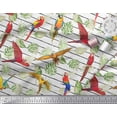 thumbnail image 2 of Soimoi White Velvet Fabric Tropical Leaves & Bird Print Fabric by Yard 60 Inch Wide, 2 of 3